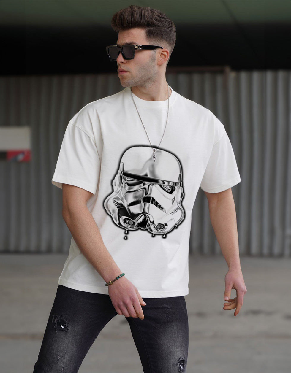 White Regular Fit Graphic Printed Tshirt