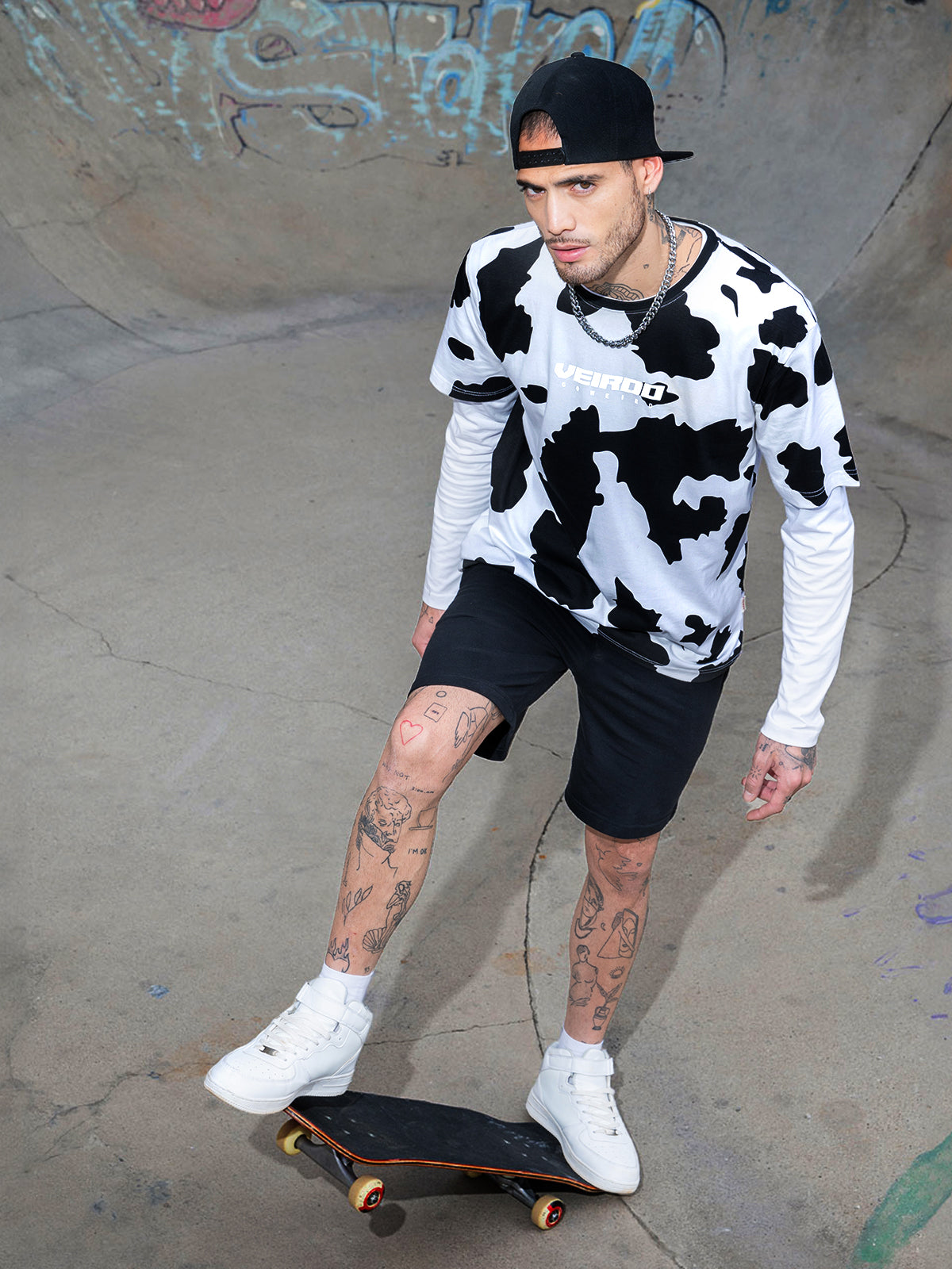 Cow Printed Oversized All Over Animal Printed Tshirt
