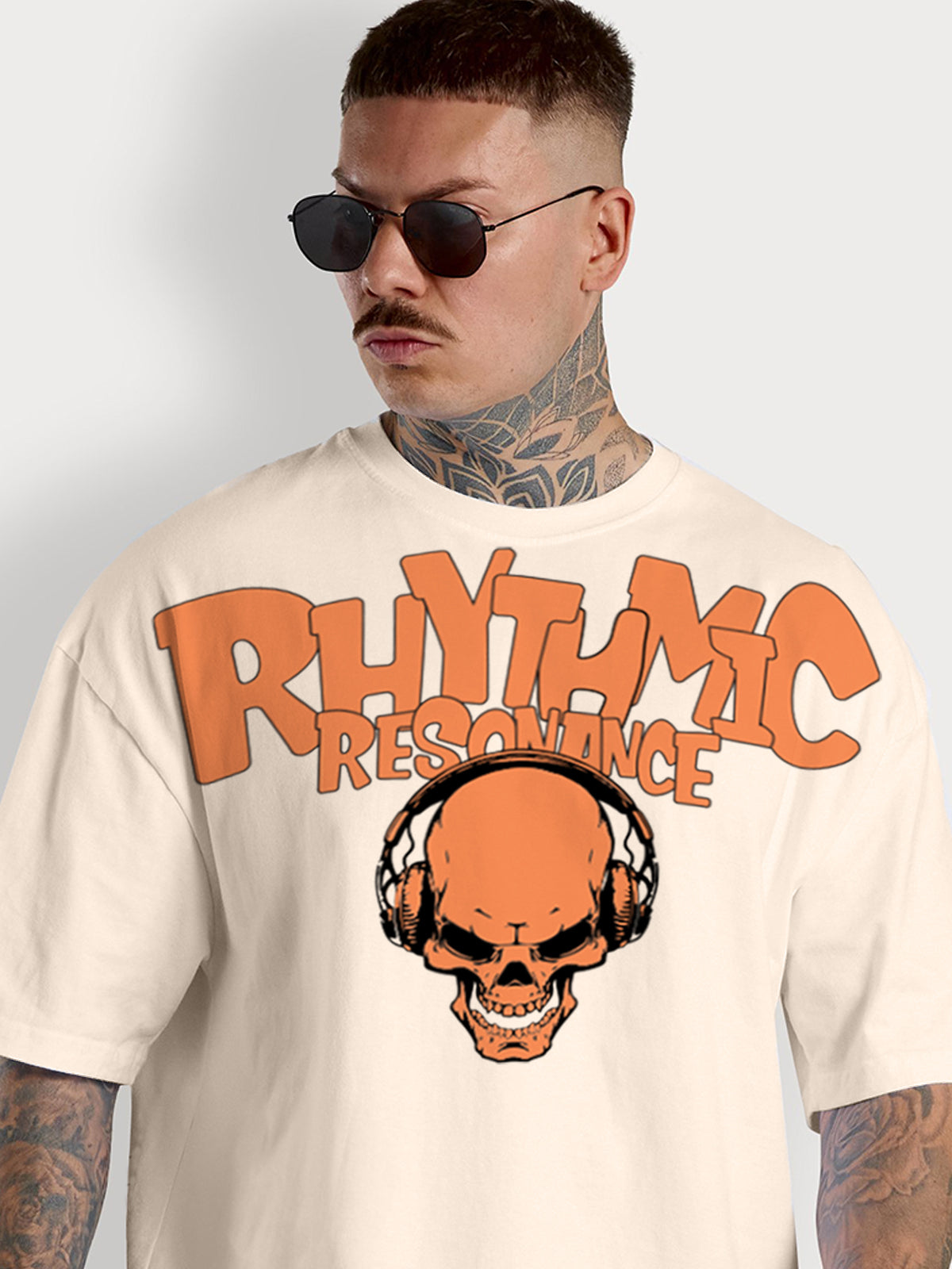 RHYTHMIC Swanwhite Oversized Typography Printed Tshirt