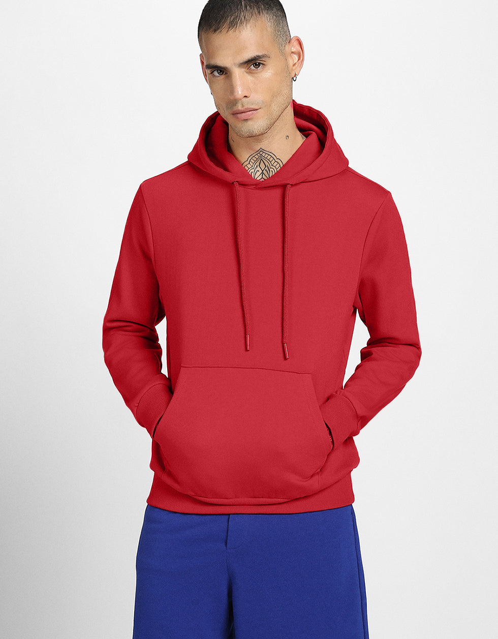 Red Plain Regular Fit Hoodie