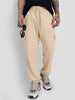 Beige Solid Baggy Fit Cargo Joggers