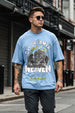 Heaven Blue Oversized Chest Graphic Printed Tshirt