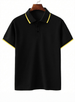 Black Pique Stripe Collar Regular Fit Tipping Polo T-shirt
