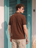 Essential Stripe Collar Brown Regular Fit Polo T-shirt