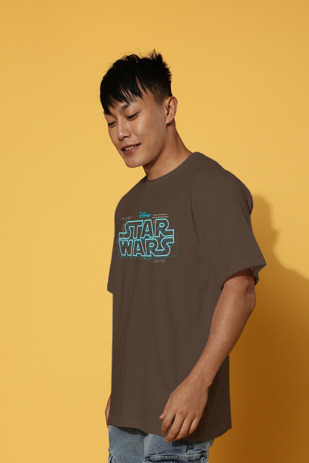 Star Wars Brown Oversized  Graphic Back Printed T-shirt