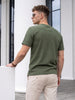 Olive Chest Pocket Waffle Textured Regular Fit T-Shirt