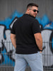 Black Interlock Plain Plus Size Zipper Polo T-shirt