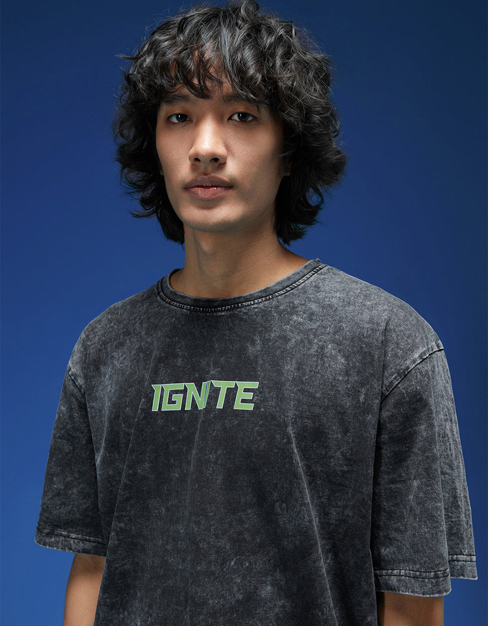 IGNITE Oversized Acid Washed Graphic Back Printed Exclusive T-shirt