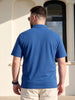 Royal Blue Interlock Plain Plus Size Zipper Polo T-shirt