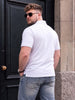 White Interlock Plain Plus Size Zipper Polo T-shirt