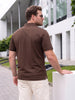 Brown Interlock Plain Plus Size Zipper Polo T-shirt