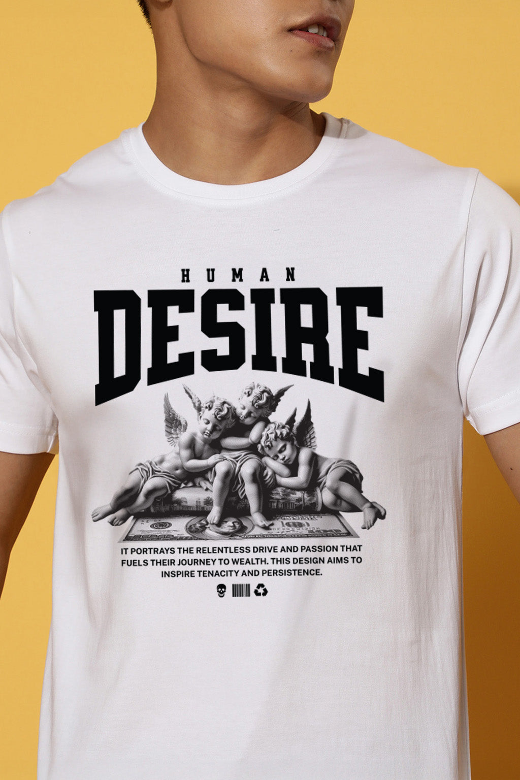 Desire White Regular Fit Printed T-shirt