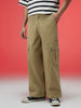 Beige Woven Relaxed Fit High-Rise Exclusive Cargo Pant