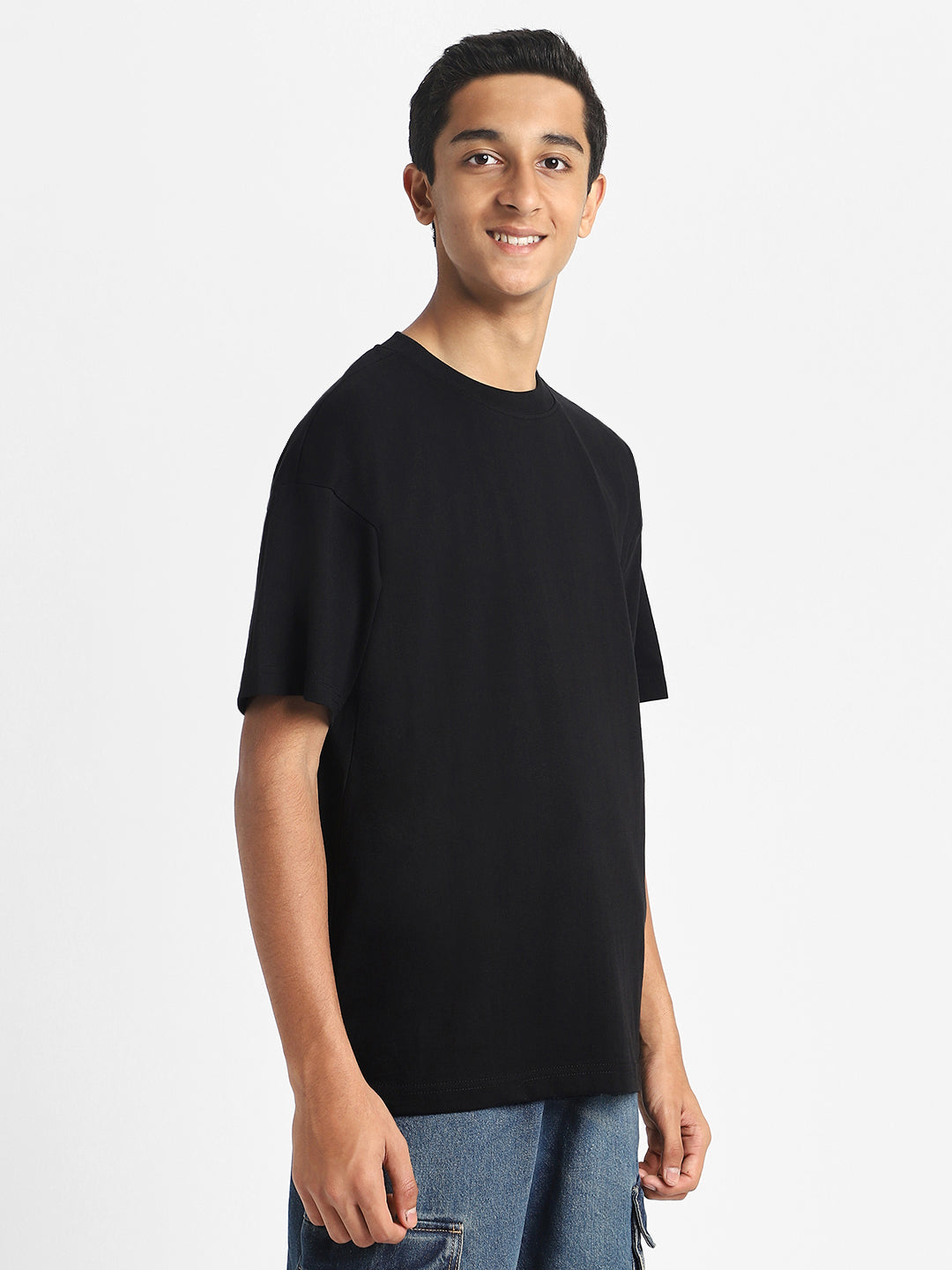 Black Oversized Plain Boys T-shirt