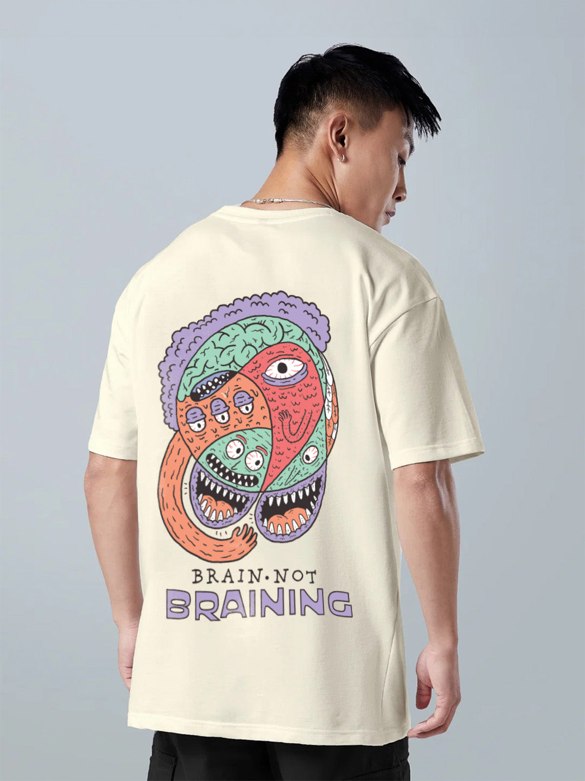 Brain Is Not Braining Swanwhite Oversized Graphic Printed T-shirt