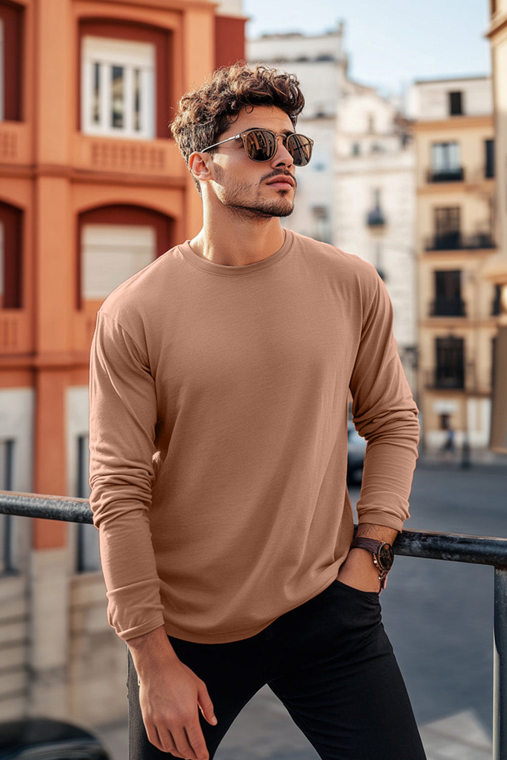 Cork Plain Full Sleeves Regular Fit T-shirt