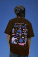 Curiosity Brown Oversized Puff Printed Exclusive T-shirt