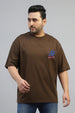 Aligator Brown Graphic Printed Plus Size T-shirt