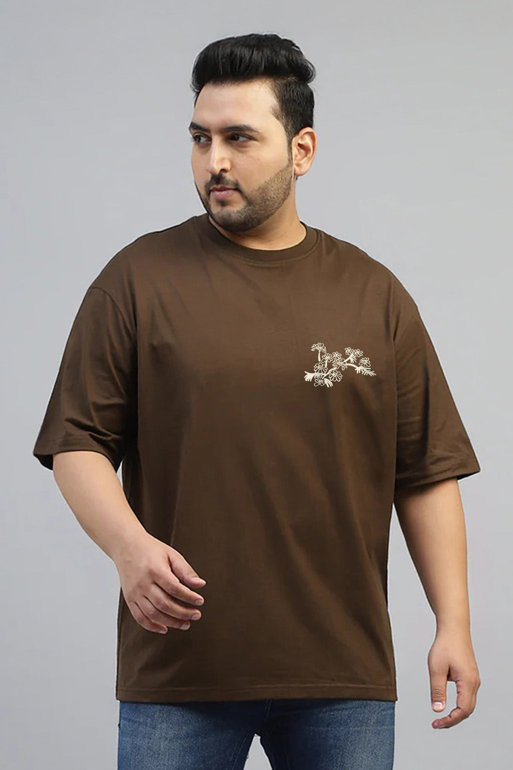 Grow Yourself Brown Graphic Printed Plus Size T-shirt
