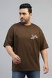 Grow Yourself Brown Graphic Printed Plus Size T-shirt