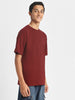 Maroon Solid Oversized Boys T-shirt