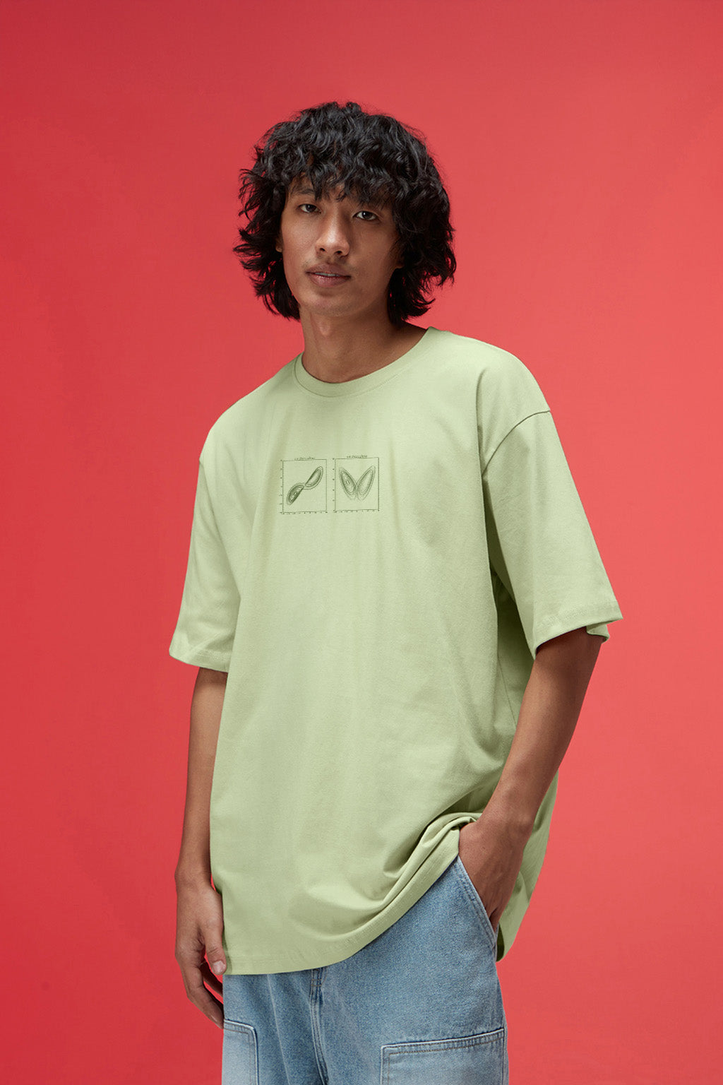 Butterfly Lime Green Oversized Puff Printed Exclusive T-shirt