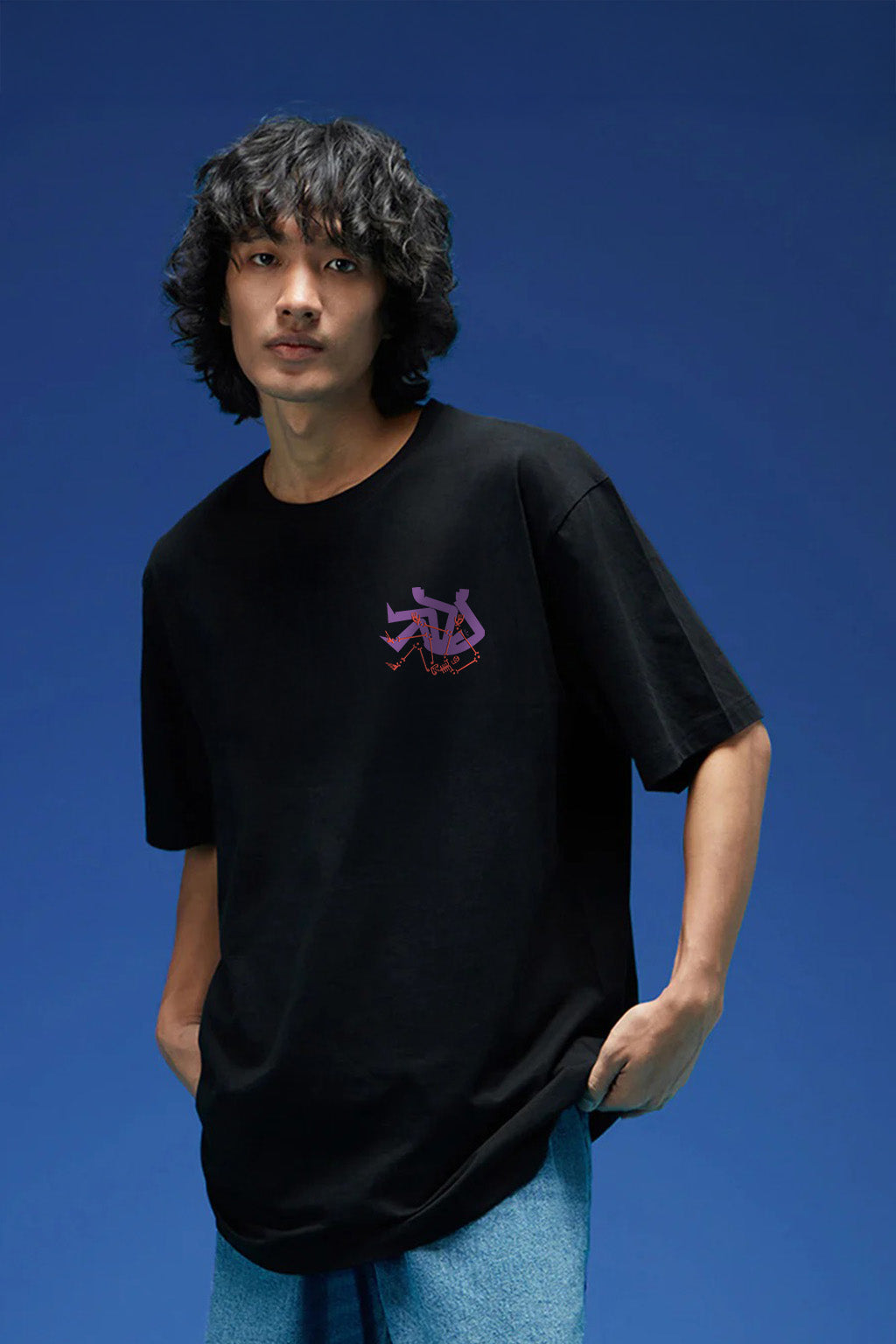 Mental Breakdown Black Oversized Puff Printed Exclusive T-shirt