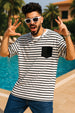 Black & White Textured Stripe Oversized Exclusive T-shirt