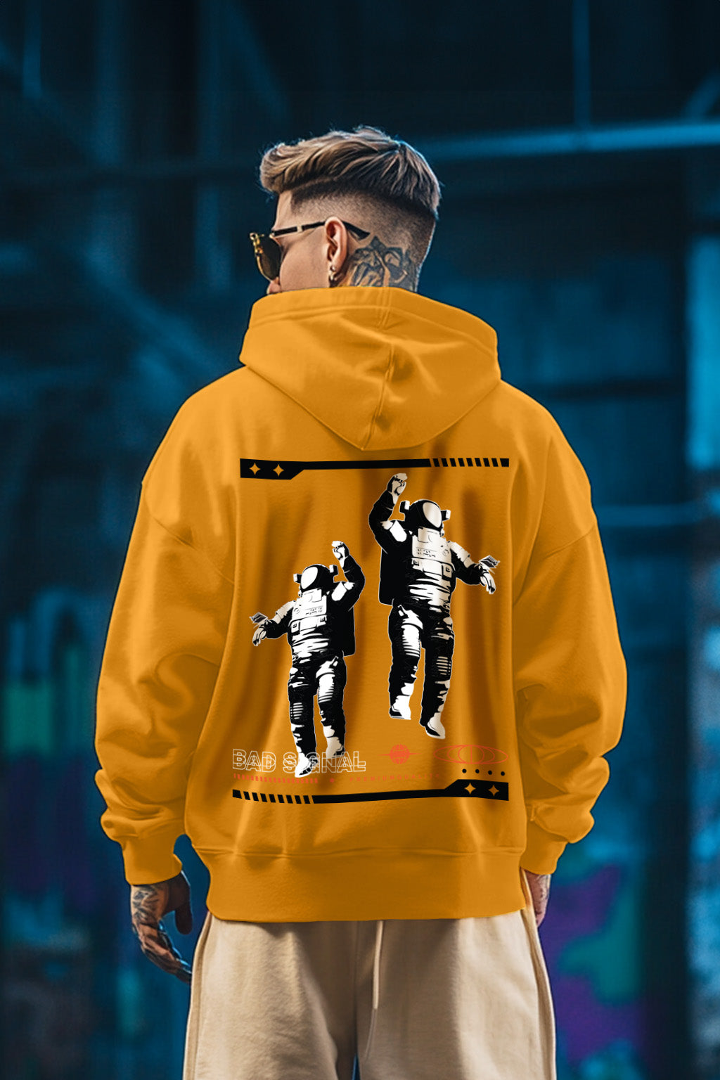 Bold in Mustard: Men's Graphic Hoodie