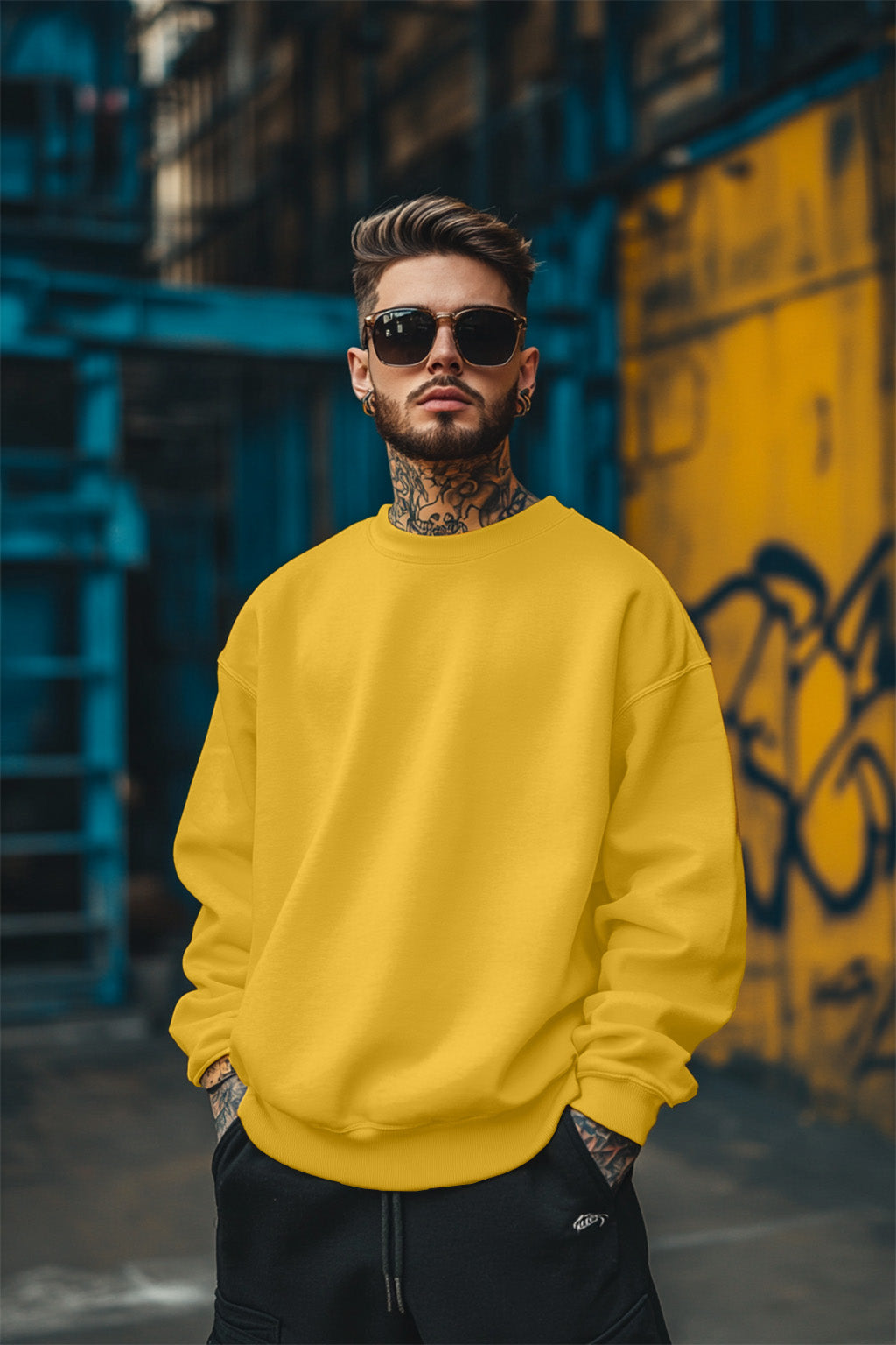 Mustard Plain Oversized Sweatshirt