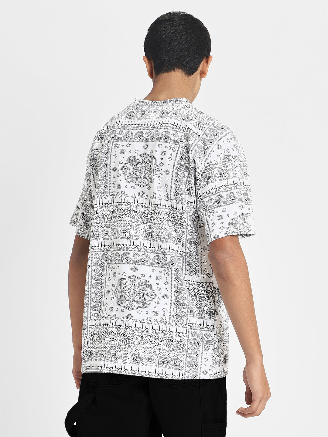 White Oversized Paisley Printed Boys T-shirt