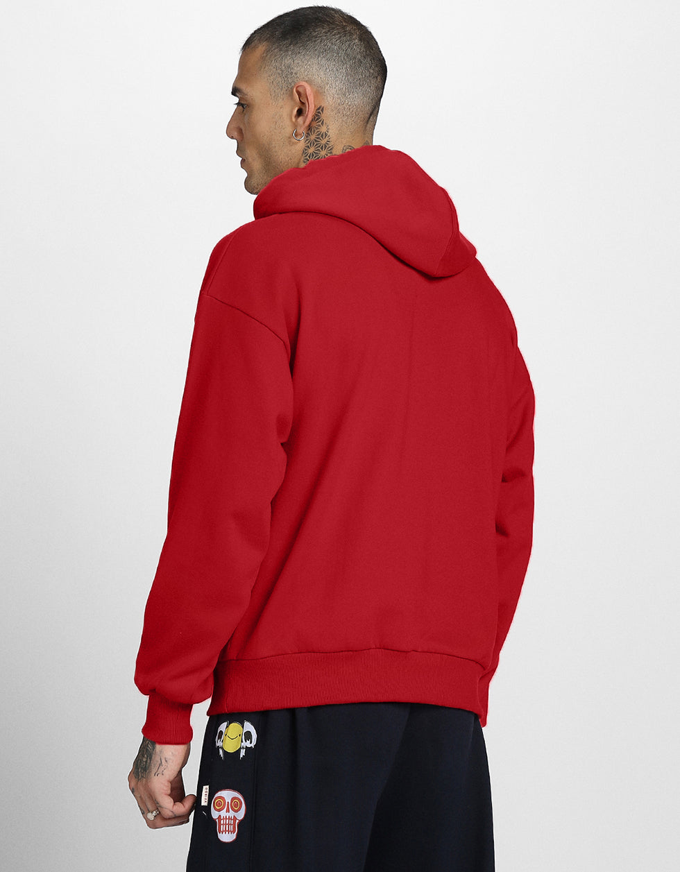 Veirdo Original Red Front Graphic Oversized Printed Hoodie