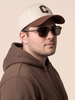 Brown Ribbed Cuff Regular Fit Zip-Up Plus Size Hoodie