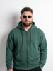 Green Ribbed Cuff Regular Fit Zip-Up Plus Size Hoodie