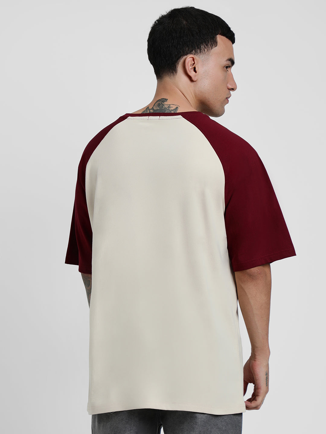 Swanwhite-Maroon Raglan Oversized Typography Printed Tshirt