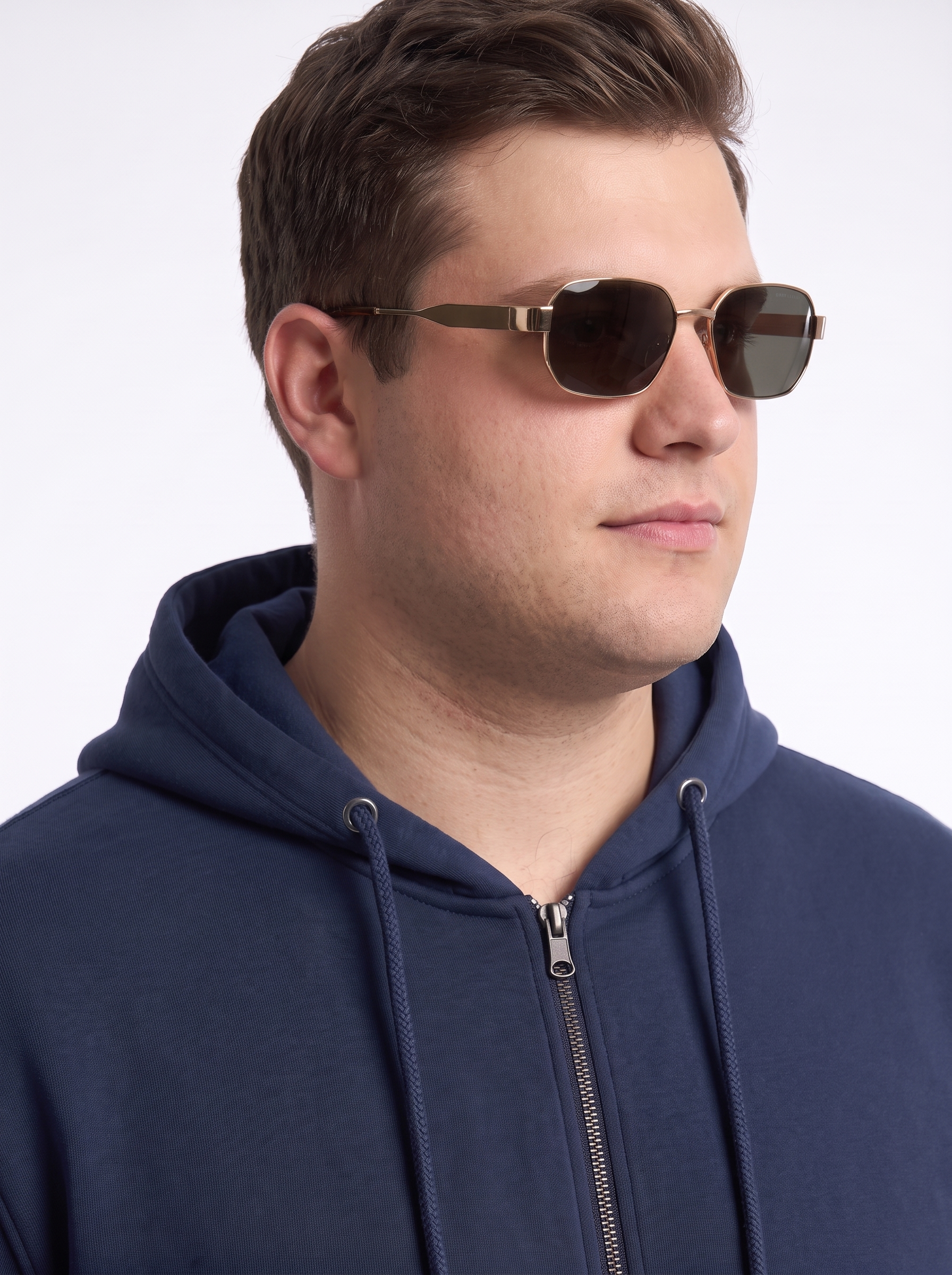 Navy Ribbed Cuff Regular Fit Zip-Up Plus Size Hoodie