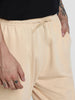 Beige Solid Baggy Fit Cargo Joggers