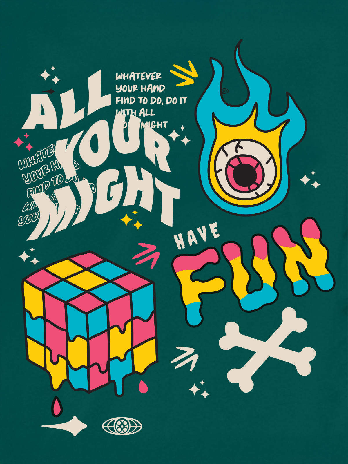 Have Fun Green Oversized Back Graphic Printed Tshirt