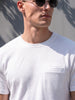 White Chest Pocket Waffle Textured Regular Fit T-Shirt