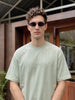 Veirdo Fogg Green Embossed Oversized Plain T-Shirt