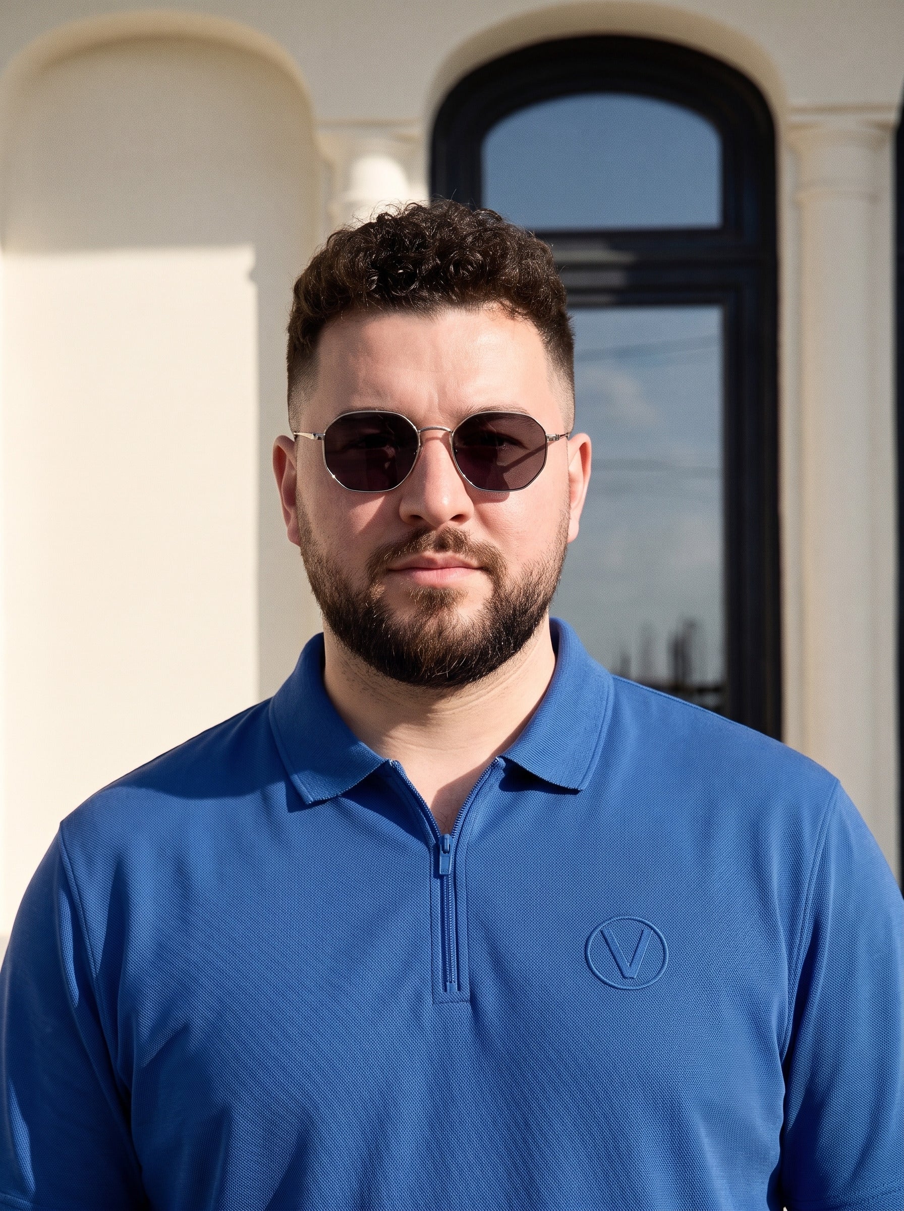 Royal Blue Interlock Plain Plus Size Zipper Polo T-shirt