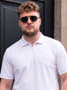 White Interlock Plain Plus Size Zipper Polo T-shirt