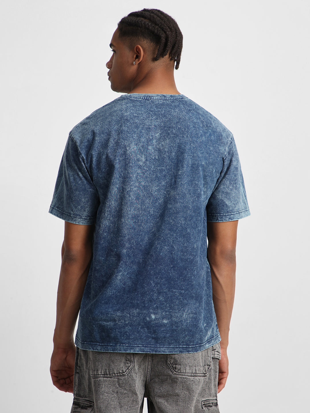 Navy Plain Oversized Acid Washed Exclusive T-shirt