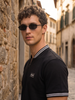 Essential Stripe Collar Black Regular Fit Polo T-shirt