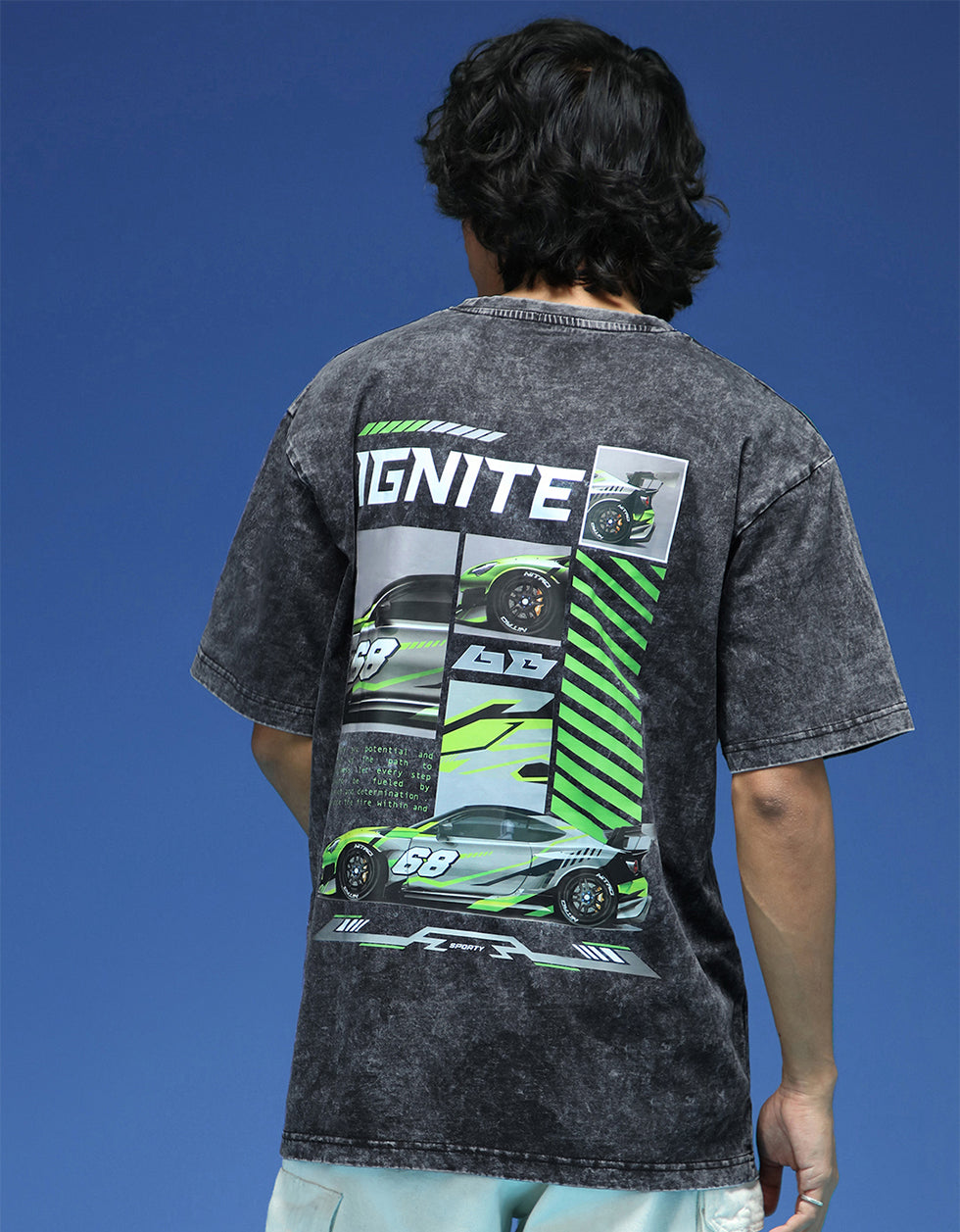 IGNITE Oversized Acid Washed Graphic Back Printed Exclusive T-shirt