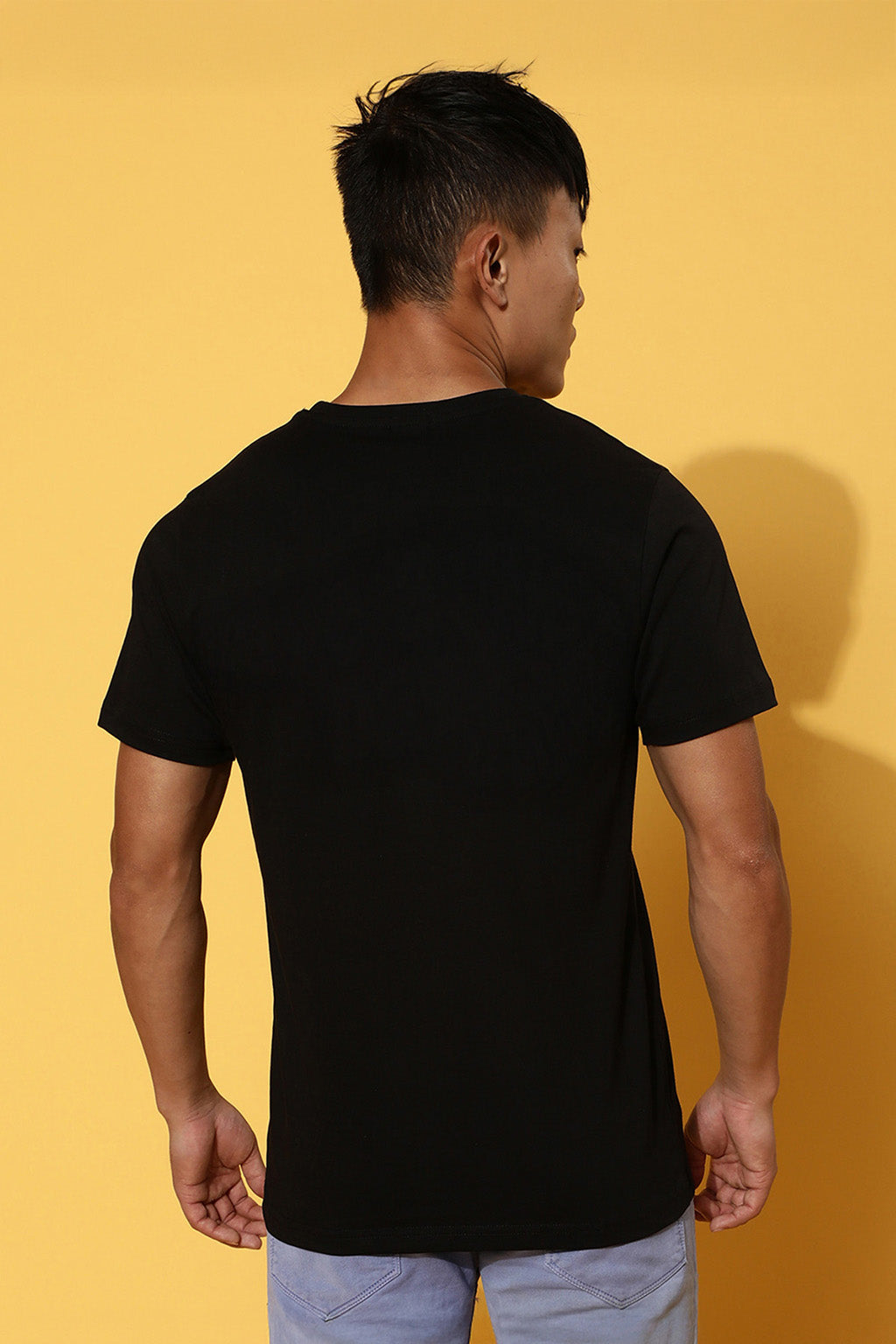 Who You Think Black Regular Fit Printed T-shirt