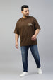 Grow Yourself Brown Graphic Printed Plus Size T-shirt