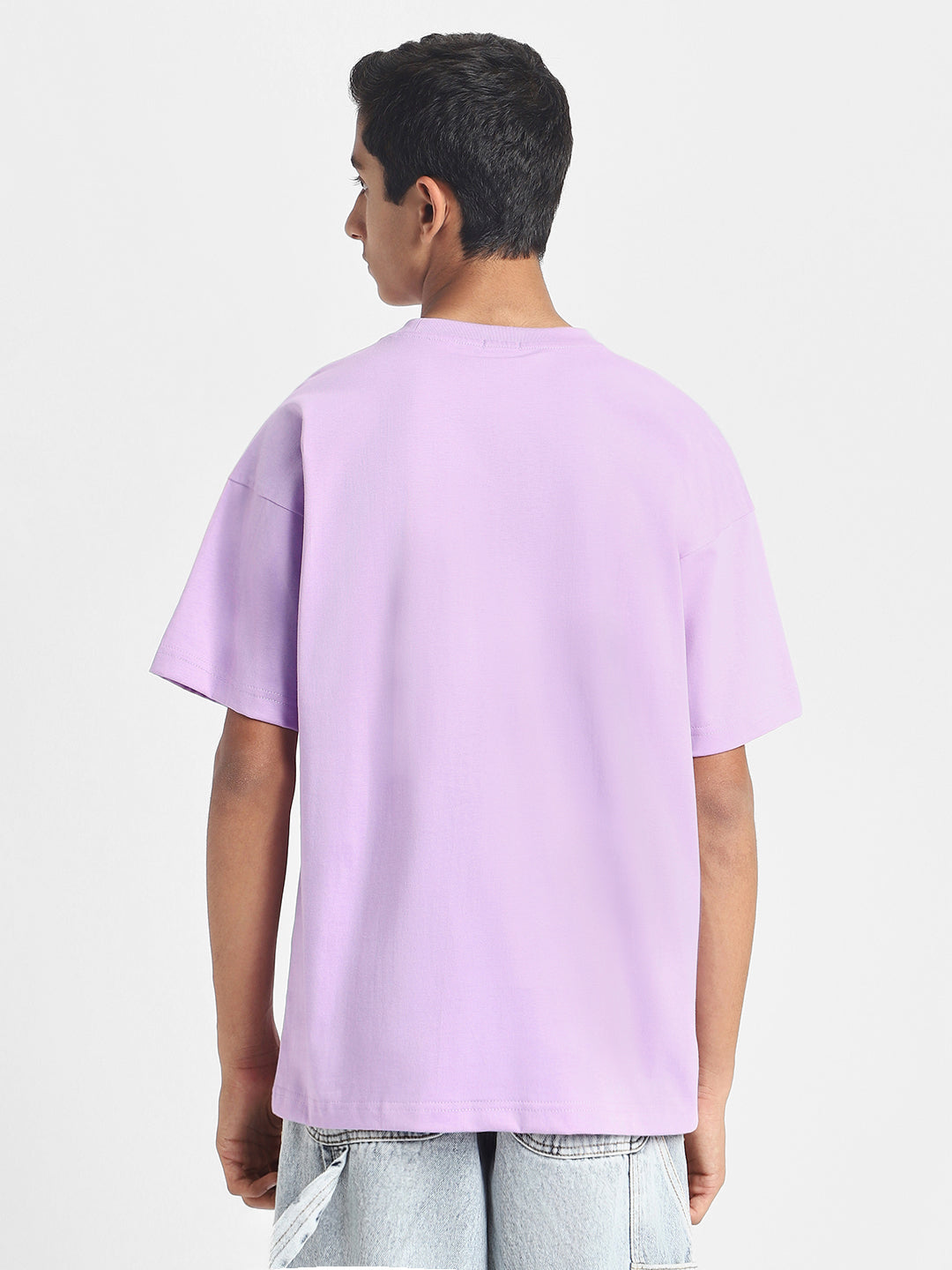 Lilac Solid Oversized Boys T-shirt