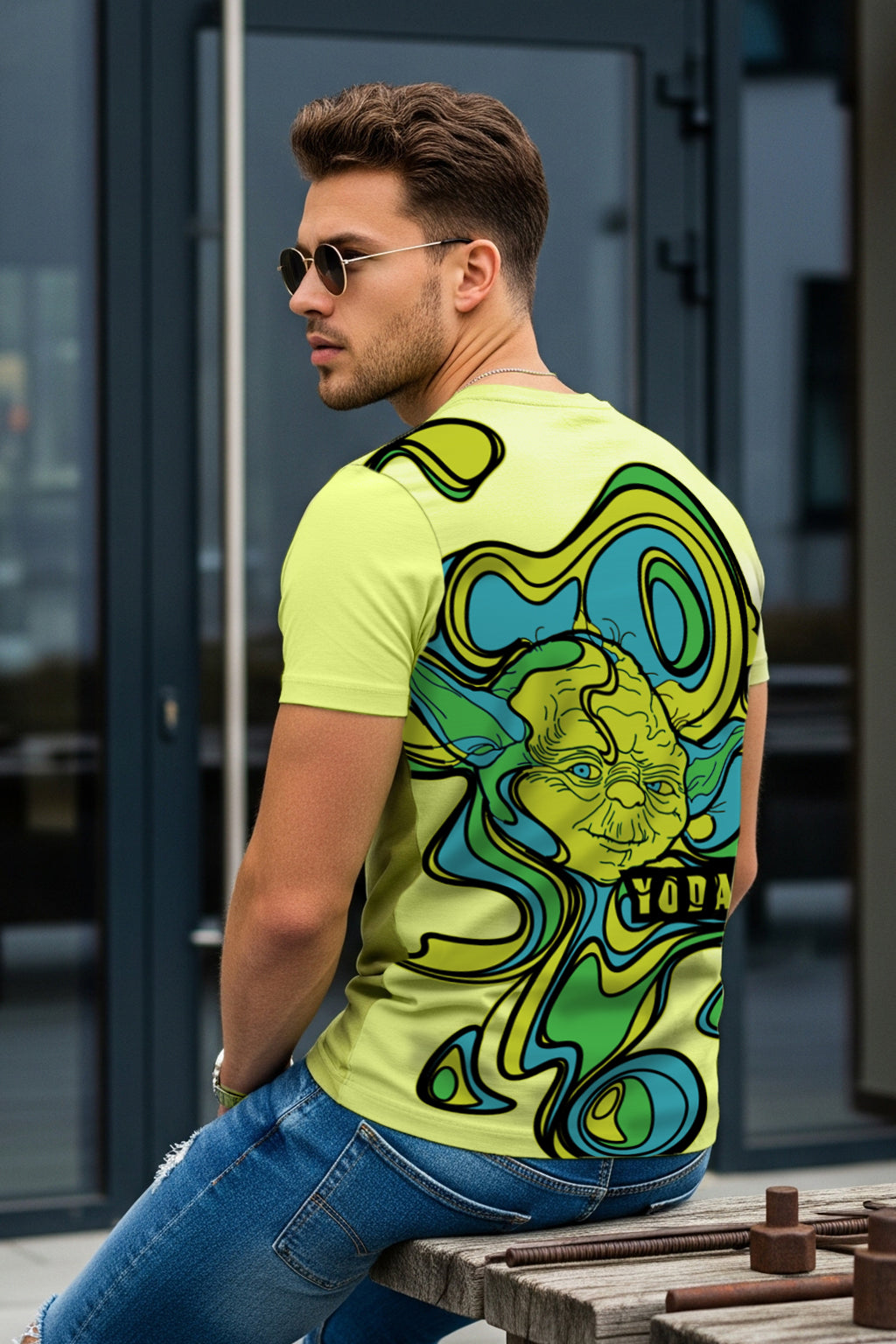 Yoda Green Regular Fit Graphic Printed T-shirt
