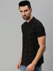 Black Printed Regular Fit Polo T-shirt